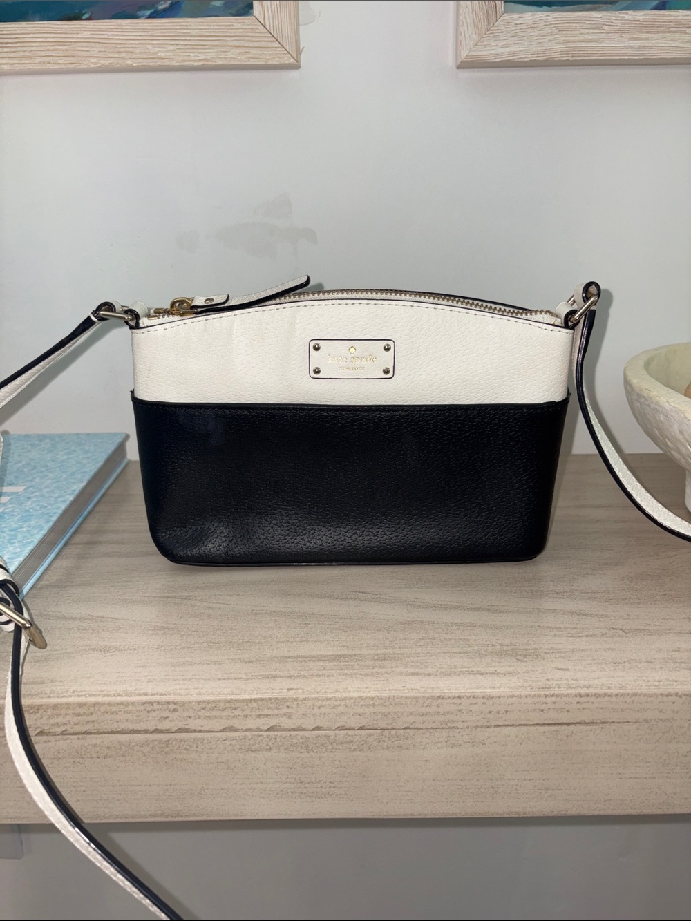 Kate Spade Two-Tone Black and White Pebbled Leather Crossbody